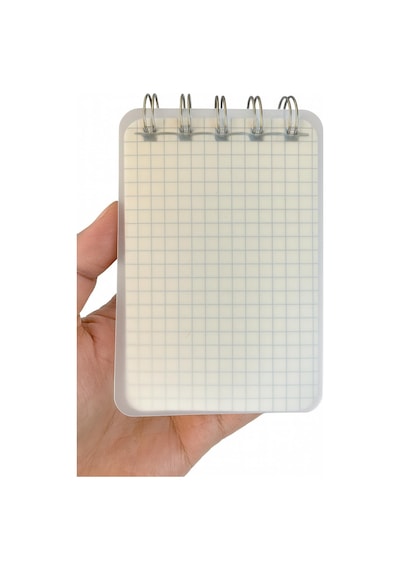 Mini Boy 7,4x10,5 Cm Spiralli Telli Kareli El Not Defteri 100 Yaprak Şeffaf Sert Kapaklı A7 Defter