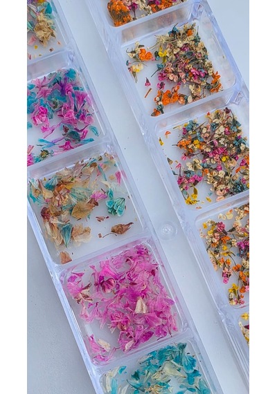 12li İnce Küçük Boy Kuru Çiçek Tırnak Süsleme Nail Art Çiçek Wn-519