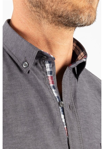 Tudors Klasik Fit Rahat Kesim Poplin Oxford Erkek Gömlek-23443 Siyah