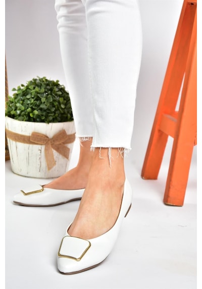 Fox Shoes P726776309 Beyaz Toka Aksesuarlı Kadın Babet Beyaz Fox Shoes P726776309 Beyaz Toka Aksesuarlı Kadın Babet Beyaz