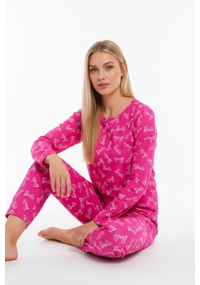 Bisiklet Yaka Süet Pijama Takımı 6002 Barbie Çok Renkli
