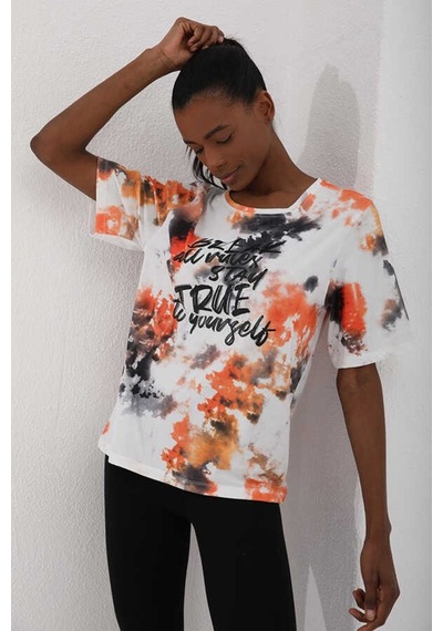 Stsahra Kadın Beyaz Bisiklet Yaka T-shirt