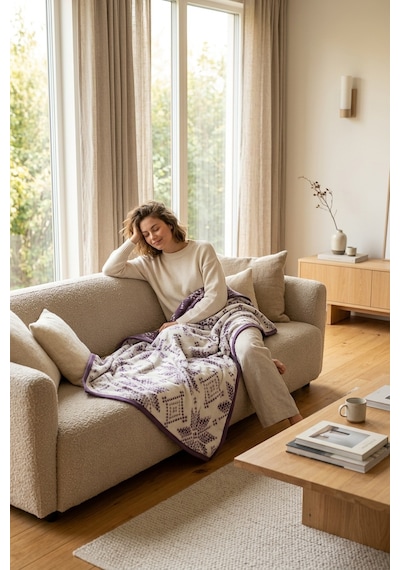 Lüks Peluş Tek Kişilik Battaniye 444 Lila 160 x 220