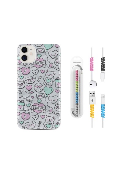 Apple Uyumlu iPhone 12 Kılıf Kablo Koruyuculu I Love You 1882