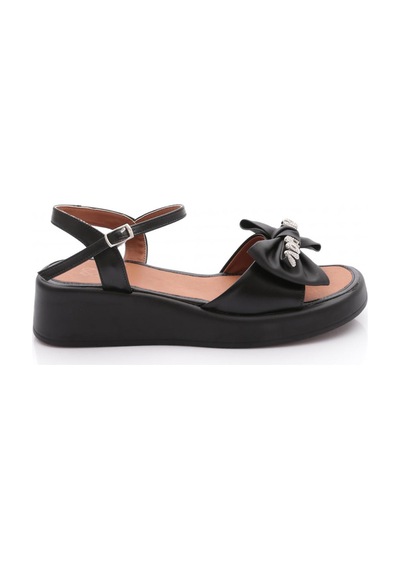 Dgn 7004 Kadin Fiyonk Detayli Sandalet Siyah