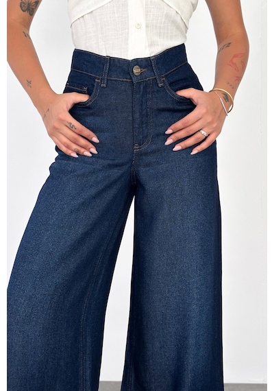 HLT Jeans Koyu Mavi Kadın Extra Wide Leg Jean %100 Tencel Dökümlü Yüksek Bel Palazzo Kot Pantolon Angel-2054 HLT Jeans Koyu Mavi Kadın Extra Wide Leg Jean %100 Tencel Dökümlü Yüksek Bel Palazzo Kot Pantolon Angel-2054