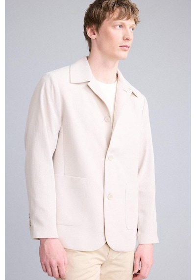 Defacto Regular Fıt Polo Yaka Yarım Astar Blazer Ceket G7591ax26smer22 Ekru-er22