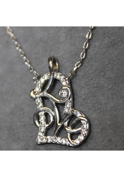 Love Detaylı Kalpli Kolye