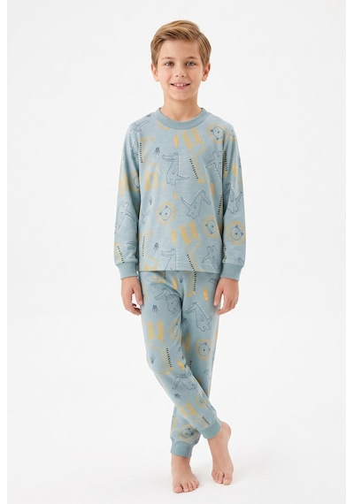 Bunny Hopp %100 Pamuk Süprem Erkek Çocuk Pijama Takımı Mavi Sevimli Hayvanlar Desenli Penye Set Bunny Hopp %100 Pamuk Süprem Erkek Çocuk Pijama Takımı Mavi Sevimli Hayvanlar Desenli Penye Set