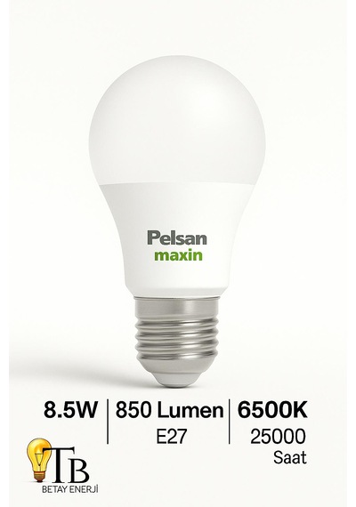 Pelsan Maxin 8.5w Led Lamba 6500k Beyaz Işık E27 Duy 1