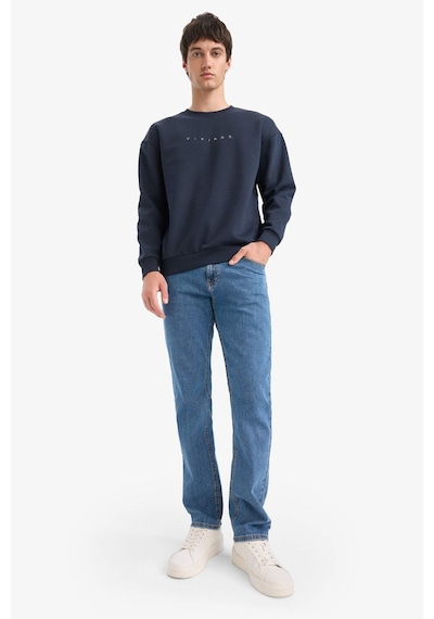 Defacto Vikings Boxy Fit Bisiklet Yaka Sırt Baskılı Sweatshirt E9323ax25aunv64 Lacivert-nv64