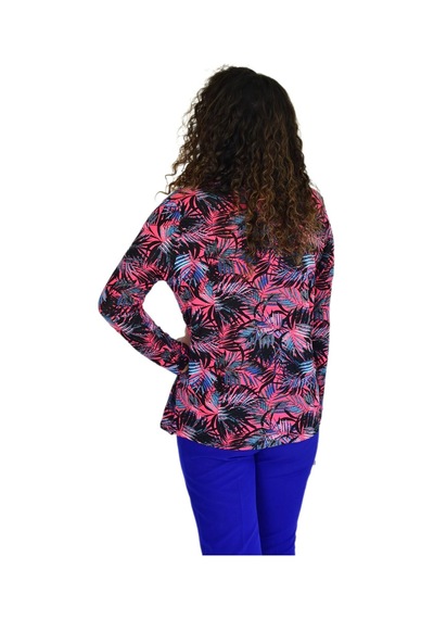 Kadın Yaprak Baskılı Düğmeli Viscon Bluz Bgl-st04273 Pembe Kadın Yaprak Baskılı Düğmeli Viscon Bluz Bgl-st04273 Pembe