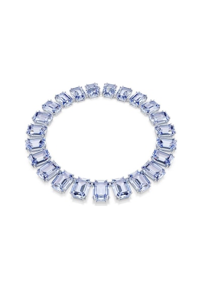 5714397 Millenia Tennis Necklace, Oversized Crystals, Octagon Cut, Blue, Rhodium Plated Metalik