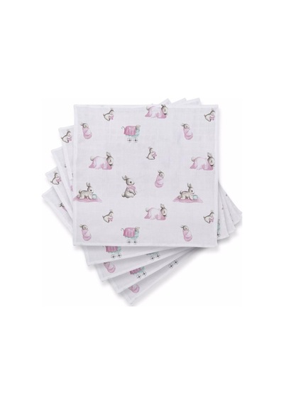 % 100 Pamuk Müslin Bebek Omuz Bezi 5 Li Bébé Lapin Rose Clothmp3519