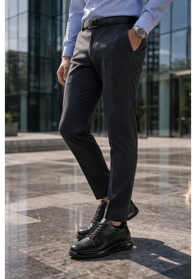 Muggo Hudson Hakiki Deri Erkek Kalın Taban Bağcıklı Günlük Casual Sneaker Siyah