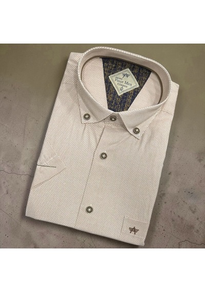 Eren Style Linen Keten Klasik %100 Cotton Kısa Kollu Terletmeyen Gömlek Krem