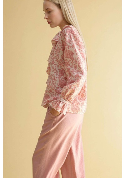 Defacto Desenli Uzun Kollu Bluz G8784ax26smpn111 Pembe-pn111