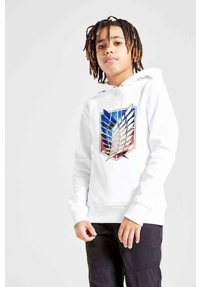 Tshirthane Anime Attack On Titan Baskılı Unisex Çocuk Kapüşonlu Beyaz Sweat (528913582) Beyaz