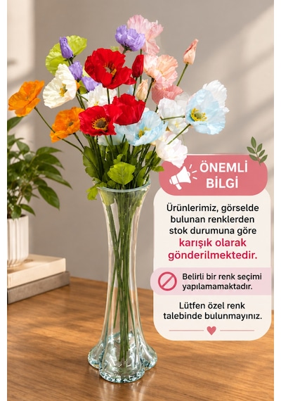 4 Çiçekli Gelincik Yapay Çiçek Dalı 60 Cm 1 Adet Renk Seçeneği Yoktur Stok Durumuna Göre Gönderilir Renkli