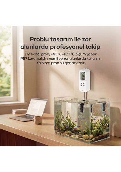 Dijital Termometre Akıllı, Su Geçirmez Problu, Wifi, Sıcaklık Ve Nem Sensörü X7509