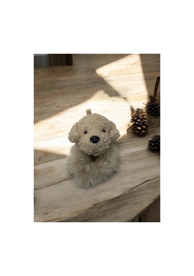 Köpekli Peluş Lastik Simit Toka Krem - 673856368 Krem