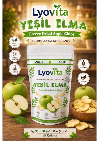 Yeşil Elma Dondurularak Kurutulmuş Freeze Dried 20 G