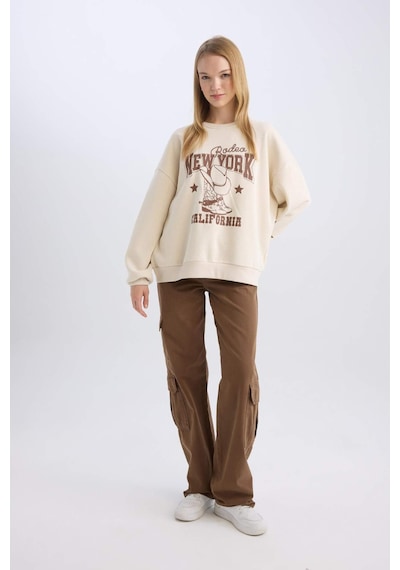 DeFacto Straight Fit Gabardin Kışlık Pantolon Kargo Cepli Normal Bel Düz Paça D3762AX24AUBN549 Kahve