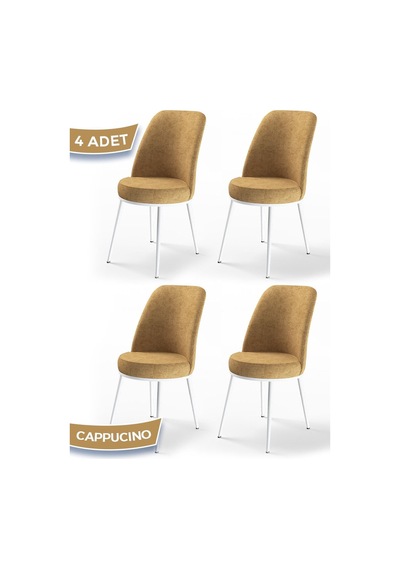 Canisa Concept Canisa Dexa Serisi 1.sınıf Yemek Ve Mutfak Sandalyesi , 4 Adet , Cappucino , Ayaklar Beyaz Sandalye Cappucino Ayaklar Beyaz