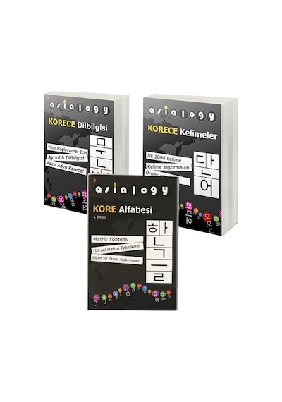 Cinius Yayınları Asialogy Korece Kelimeler Alfabe ve Dil Bilgisi 3 Kitap Set