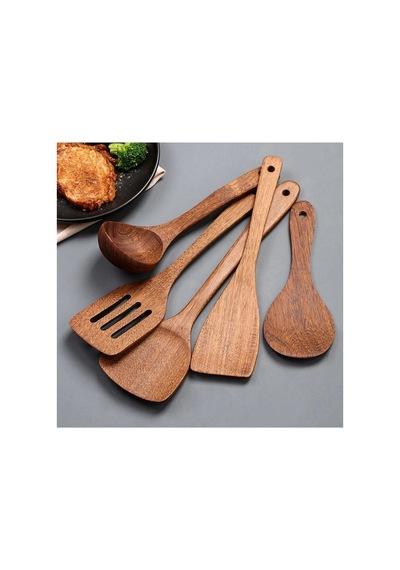 Kamptek Akasya Ahşap Delikli Spatula - Servis Sunum Spatula Isıya Dayanıklı Ve Çizmez Yapı Akasya