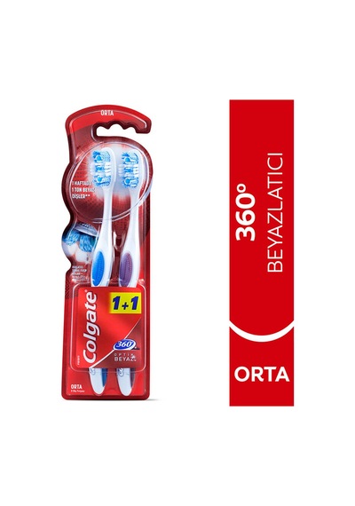 2 Adet Colgate Diş Fırçası 360 Optik Beyaz Beyazlatıcı Orta 1+1
