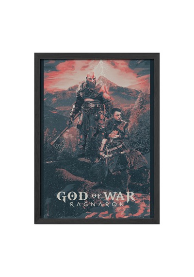 God Of War Ragnarok Siyah Ahşap Çerçeveli Poster, Dekoratif Oyun Duvar Tablosu