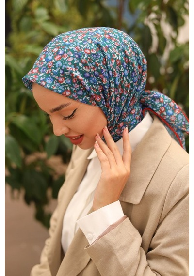 Silk Home Karanfil Desen Soft Pamuk Eşarp Haki