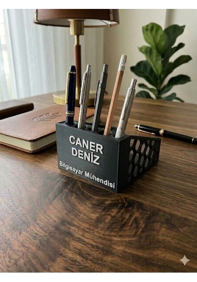 Kişiye Özel Masaüstü Kalemlik Ve Bloknotluk Siyah