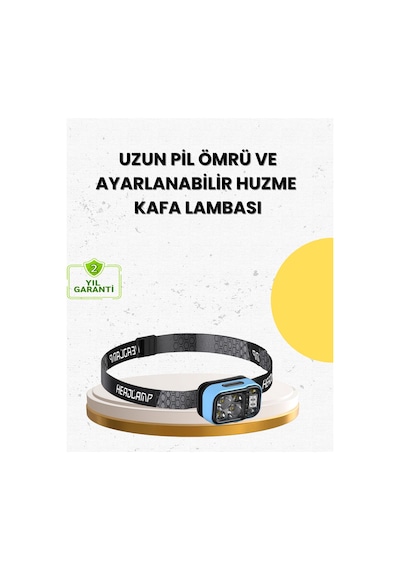 Zengemtx Üç Renkli Led Kafa Feneri 53 Mod Güç Göstergeli Type C Şarjlı Çok Renkli
