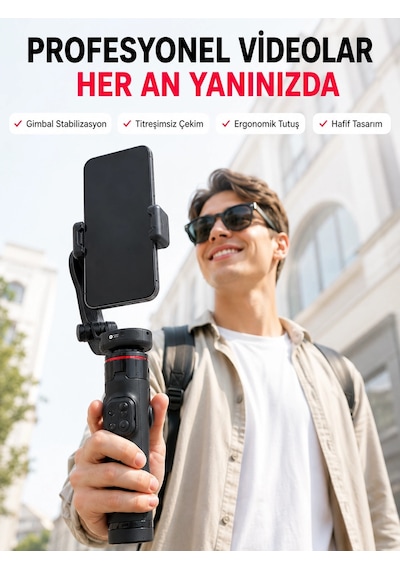 Mey İthalat Akıllı Takipli Gimbal Selfie Stick Profesyonel Video Çekim Stabilizatörü Uzayabilir Tripod Bluetooth Diğer