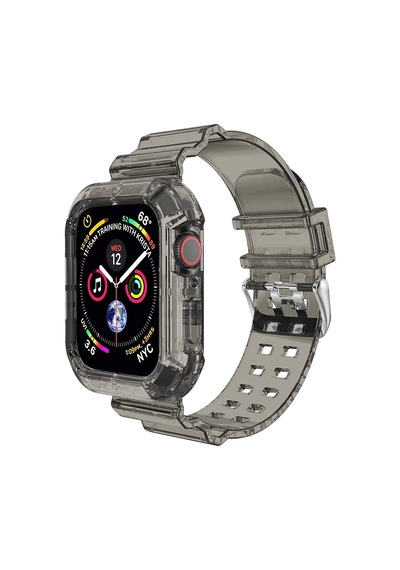 Apple Watch Series 3 38mm İçin Kordon Transparent Clear Band Siyah Çok Renkli