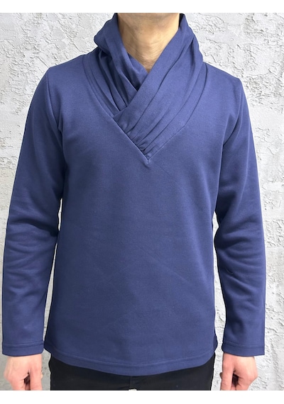 Black Steel Şal Yaka Casual Erkek Sweatshırt Lacivert