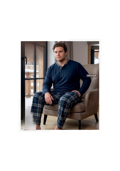 Pijamoni Pjm Erkek Battal Beden Mikrosoft Düğmeli Yaka Kışlık Pijama Takımı 6415/3 - 1 Adet Lacivert Pijamoni Pjm Erkek Battal Beden Mikrosoft Düğmeli Yaka Kışlık Pijama Takımı 6415/3 - 1 Adet Lacivert