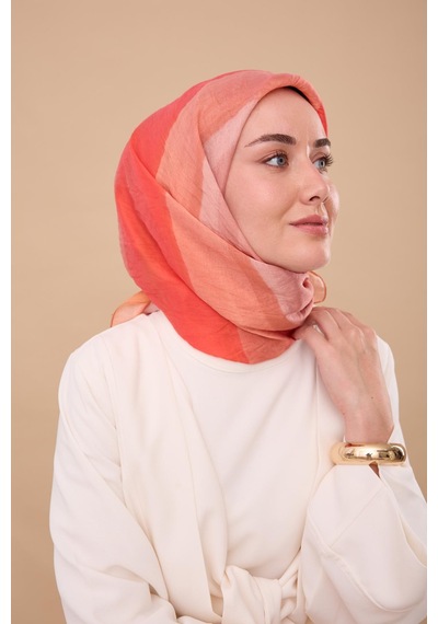 Silk Home Olinda İpek Eşarp 47005-13 Şeftali, Pembe, Turuncu, Bej, Gül Kurusu