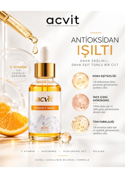 Vitamin C Serum 30 Ml Leke Karşıtı, Aydınlatıcı Ve Cilt Tonu Eşitleyici Bakım