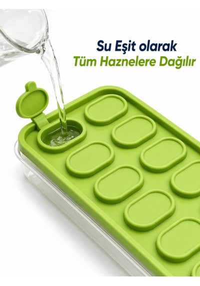 Beylini 3'lü Set Buz Kalıbı Kapaklı 12 Bölmeli Kolay Doldurulabilir Yapışmaz Basitçe Çıkarılır Bas Çıkar Çok Renkli