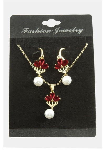 Çiçek İnci Zirkon Taşlı Set Kolye 11 62265273