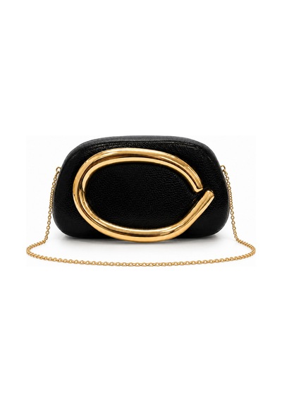 Aylesh Gold Saplı Clutch Omuz Ve El Çantası Gold Detaylı Siyah Siyah