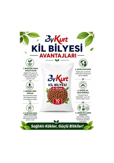 Kil Bilyesi 10 Litre 8-16 Mm Doğal Drenaj Taşı Saksı Bitkileri, Bahçe, Orkide Ve Hidroponik Kullanım 10 L
