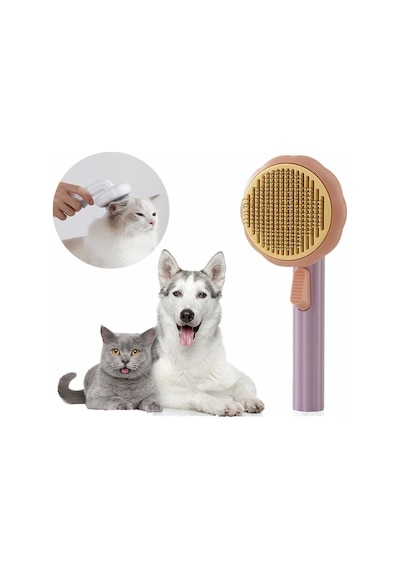 Teknoclass Yeni Nesil Tuşlu Evcil Hayvan Tarağı Otomatik Temizlenen Kedi Köpek Fırçası Tüy Toplayıc