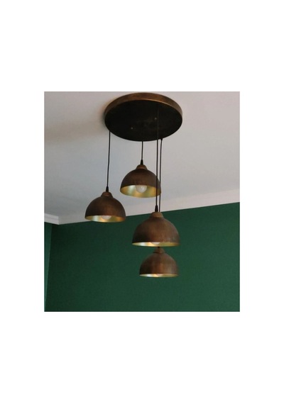 Eskitme Fırçalı Metal Sarkıt Rustik Vintage Dört Avize Salon Avize Siyah