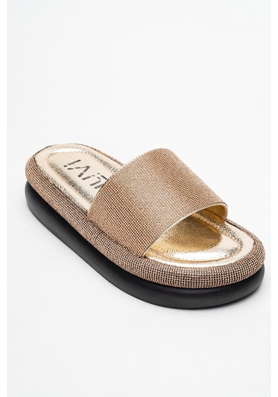 Luvishoes Luvi Shoes Oeste Altın Taşlı Tek Bantlı Kalın Tabanlı Kadın Terlik Altın Luvishoes Luvi Shoes Oeste Altın Taşlı Tek Bantlı Kalın Tabanlı Kadın Terlik Altın