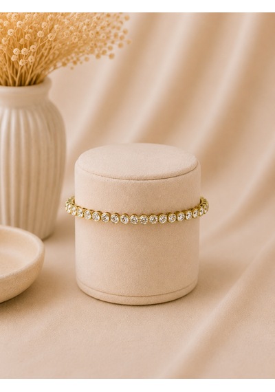 Valmont Accessories Kadın Gold Renk Su Yolu Taşlı Tenis Bileklik