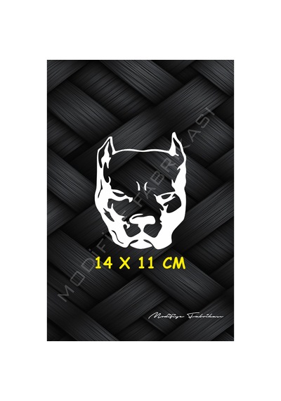 Pitbull Sticker Folyo - Beyaz - 14 X 11 Cm